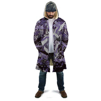Japanese Hawaiian Crane Cloak Purple Tapa Patchwork Pattern