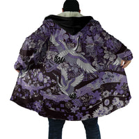 Japanese Hawaiian Crane Cloak Purple Tapa Patchwork Pattern