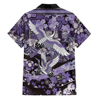 Japanese Hawaiian Crane Family Matching Mermaid Dress and Hawaiian Shirt Purple Tapa Patchwork Pattern LT9 - Polynesian Pride