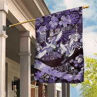 Japanese Hawaiian Crane Garden Flag Purple Tapa Patchwork Pattern