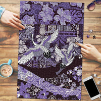 Japanese Hawaiian Crane Puzzle Purple Tapa Patchwork Pattern