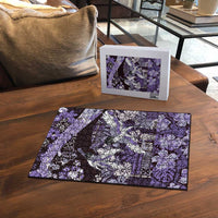 Japanese Hawaiian Crane Puzzle Purple Tapa Patchwork Pattern