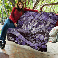 Japanese Hawaiian Crane Quilt Purple Tapa Patchwork Pattern