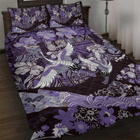 Japanese Hawaiian Crane Quilt Bed Set Purple Tapa Patchwork Pattern LT9 Purple - Polynesian Pride