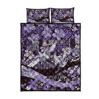Japanese Hawaiian Crane Quilt Bed Set Purple Tapa Patchwork Pattern LT9 - Polynesian Pride