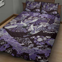 Japanese Hawaiian Crane Quilt Bed Set Purple Tapa Patchwork Pattern LT9 - Polynesian Pride