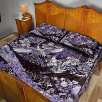 Japanese Hawaiian Crane Quilt Bed Set Purple Tapa Patchwork Pattern LT9 - Polynesian Pride