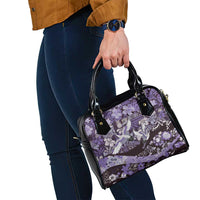 Japanese Hawaiian Crane Shoulder Handbag Purple Tapa Patchwork Pattern LT9 - Polynesian Pride