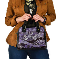 Japanese Hawaiian Crane Shoulder Handbag Purple Tapa Patchwork Pattern LT9 - Polynesian Pride