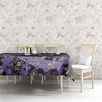 Japanese Hawaiian Crane Tablecloth Purple Tapa Patchwork Pattern