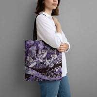 Japanese Hawaiian Crane Tote Bag Purple Tapa Patchwork Pattern
