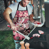 Japanese Hawaiian Crane Apron Soft Pink Tapa Patchwork Pattern