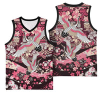 Japanese Hawaiian Crane Basketball Jersey Soft Pink Tapa Patchwork Pattern