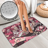 Japanese Hawaiian Crane Bathroom Set Soft Pink Tapa Patchwork Pattern