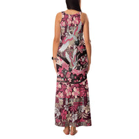 Japanese Hawaiian Crane Family Matching Tank Maxi Dress and Hawaiian Shirt Soft Pink Tapa Patchwork Pattern LT9 - Polynesian Pride