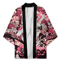Japanese Hawaiian Crane Kimono Soft Pink Tapa Patchwork Pattern LT9 Unisex Pink - Polynesian Pride