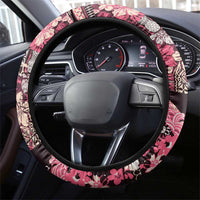Japanese Hawaiian Crane Steering Wheel Cover Soft Pink Tapa Patchwork Pattern LT9 - Polynesian Pride
