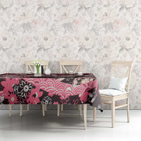 Japanese Hawaiian Crane Tablecloth Soft Pink Tapa Patchwork Pattern