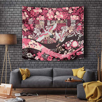 Japanese Hawaiian Crane Tapestry Soft Pink Tapa Patchwork Pattern