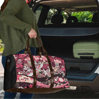 Japanese Hawaiian Crane Travel Bag Soft Pink Tapa Patchwork Pattern LT9 - Polynesian Pride