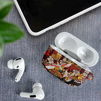 Japanese Hawaiian Crane AirPods Case Yellow Ochre Tapa Patchwork Pattern