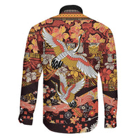 Japanese Hawaiian Crane Family Matching Tank Maxi Dress and Hawaiian Shirt Yellow Ochre Tapa Patchwork Pattern LT9 - Polynesian Pride