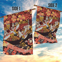 Japanese Hawaiian Crane Garden Flag Yellow Ochre Tapa Patchwork Pattern