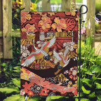 Japanese Hawaiian Crane Garden Flag Yellow Ochre Tapa Patchwork Pattern