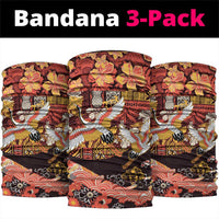 Japanese Hawaiian Crane Neck Gaiter Yellow Ochre Tapa Patchwork Pattern