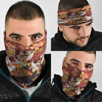Japanese Hawaiian Crane Neck Gaiter Yellow Ochre Tapa Patchwork Pattern
