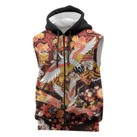 Japanese Hawaiian Crane Sleeveless Zip Hoodie Yellow Ochre Tapa Patchwork Pattern LT9 Yellow - Polynesian Pride