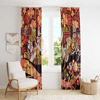 Japanese Hawaiian Crane Window Curtain Yellow Ochre Tapa Patchwork Pattern LT9 - Polynesian Pride