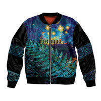 Matariki Te Tau Hou Maori Bomber Jacket New Zealand Silver Fern Night Starry Sky LT9 Unisex Black - Polynesian Pride