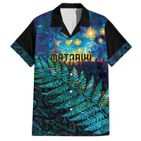 Matariki Te Tau Hou Maori Family Matching Long Sleeve Bodycon Dress and Hawaiian Shirt New Zealand Silver Fern Night Starry Sky LT9 Dad's Shirt - Short Sleeve Black - Polynesian Pride