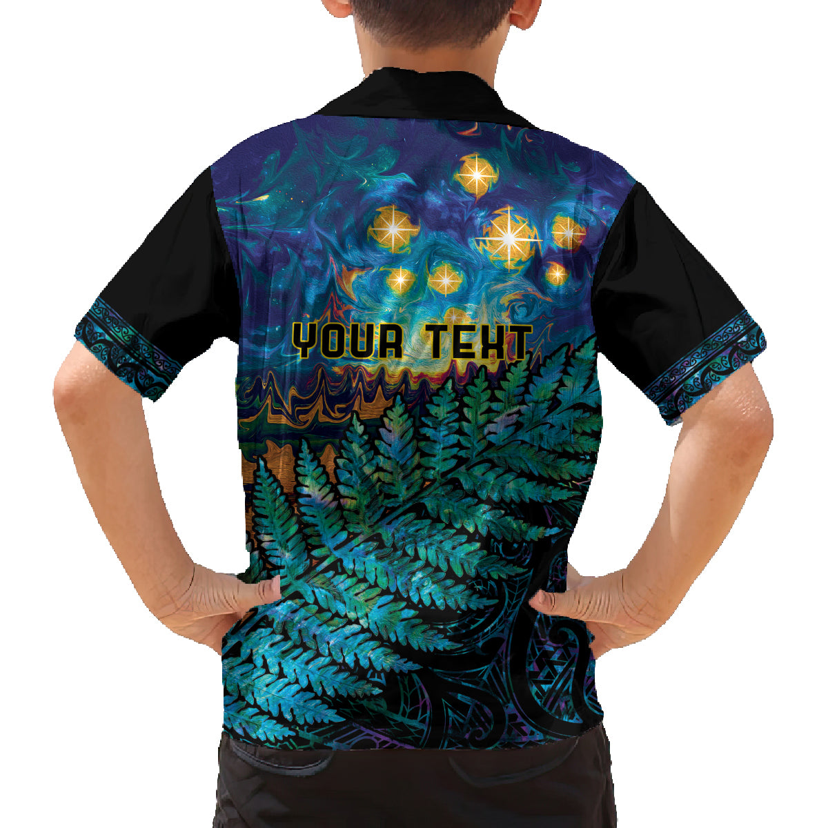 Matariki Te Tau Hou Maori Family Matching Off Shoulder Maxi Dress and Hawaiian Shirt New Zealand Silver Fern Night Starry Sky LT9 - Polynesian Pride