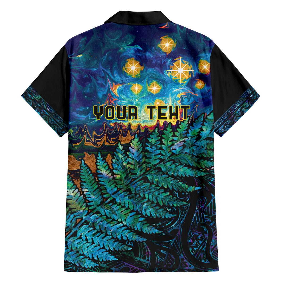 Matariki Te Tau Hou Maori Family Matching Off Shoulder Short Dress and Hawaiian Shirt New Zealand Silver Fern Night Starry Sky LT9 - Polynesian Pride
