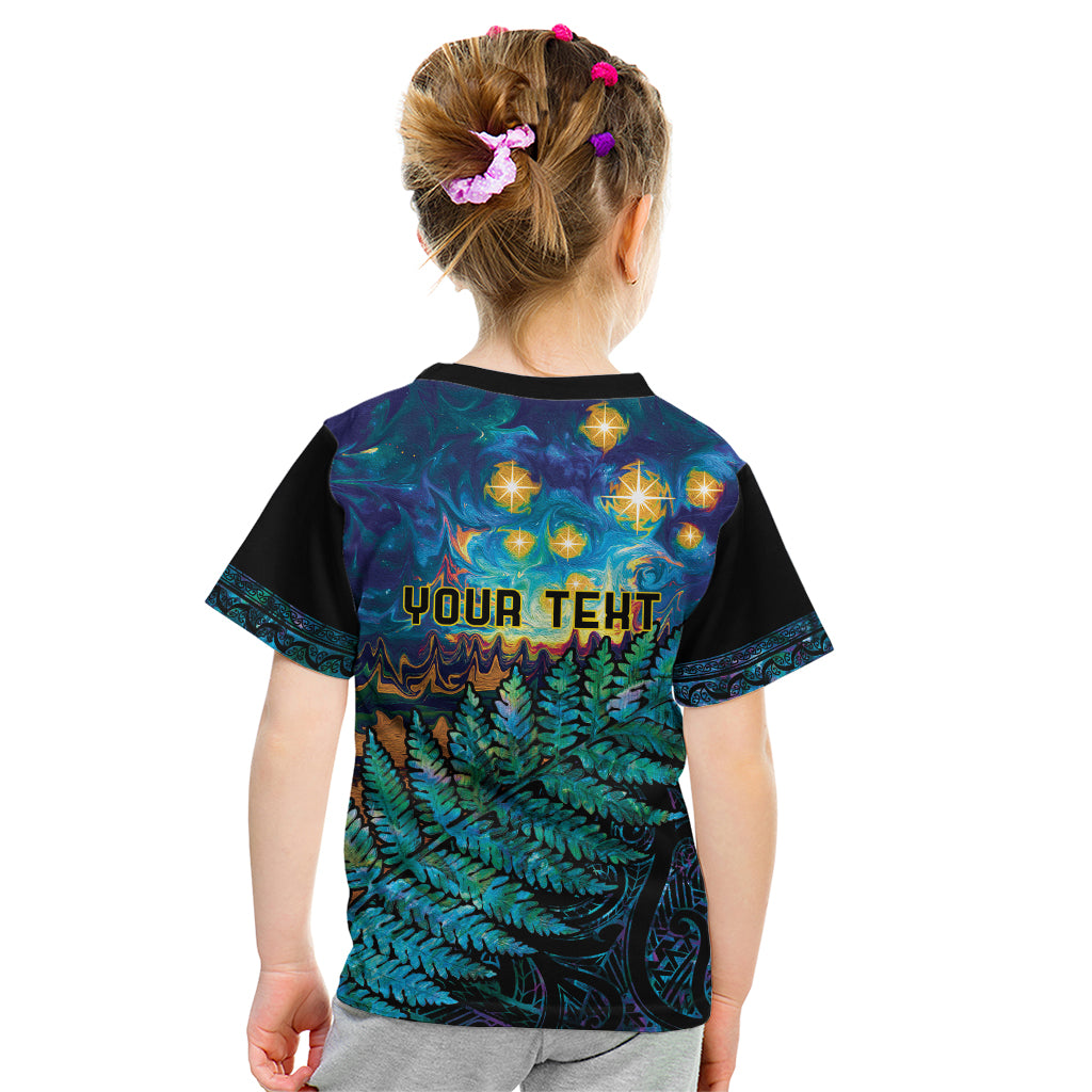 Matariki Te Tau Hou Maori Kid T Shirt New Zealand Silver Fern Night Starry Sky