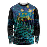 Matariki Te Tau Hou Maori Long Sleeve Shirt New Zealand Silver Fern Night Starry Sky LT9 Unisex Black - Polynesian Pride