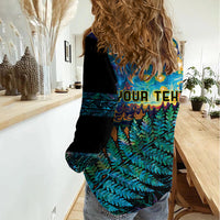 Matariki Te Tau Hou Maori Women Casual Shirt New Zealand Silver Fern Night Starry Sky LT9 - Polynesian Pride