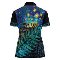 Matariki Te Tau Hou Maori Women Polo Shirt New Zealand Silver Fern Night Starry Sky LT9 - Polynesian Pride