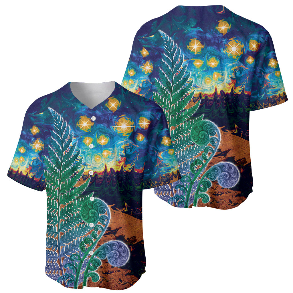Personalised New Zealand Matariki Art Star Baseball Jersey Koru Fern Night Starry Sky