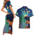 Personalised New Zealand Matariki Art Star Couples Matching Short Sleeve Bodycon Dress and Hawaiian Shirt Koru Fern Night Starry Sky