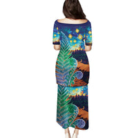 Personalised New Zealand Matariki Art Star Family Matching Puletasi and Hawaiian Shirt Koru Fern Night Starry Sky