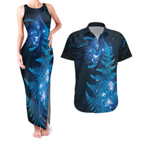New Zealand Matariki Couples Matching Tank Maxi Dress and Hawaiian Shirt Blue Milky Way Stars Night Sky LT9 Blue - Polynesian Pride