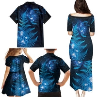 New Zealand Matariki Family Matching Puletasi and Hawaiian Shirt Blue Milky Way Stars Night Sky LT9 - Polynesian Pride