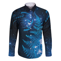 New Zealand Matariki Family Matching Tank Maxi Dress and Hawaiian Shirt Blue Milky Way Stars Night Sky LT9 Dad's Shirt - Long Sleeve Blue - Polynesian Pride