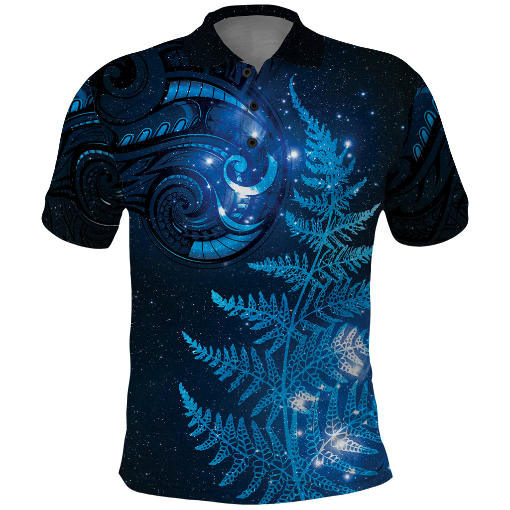 New Zealand Matariki Polo Shirt Blue Milky Way Stars Night Sky LT9 Blue - Polynesian Pride