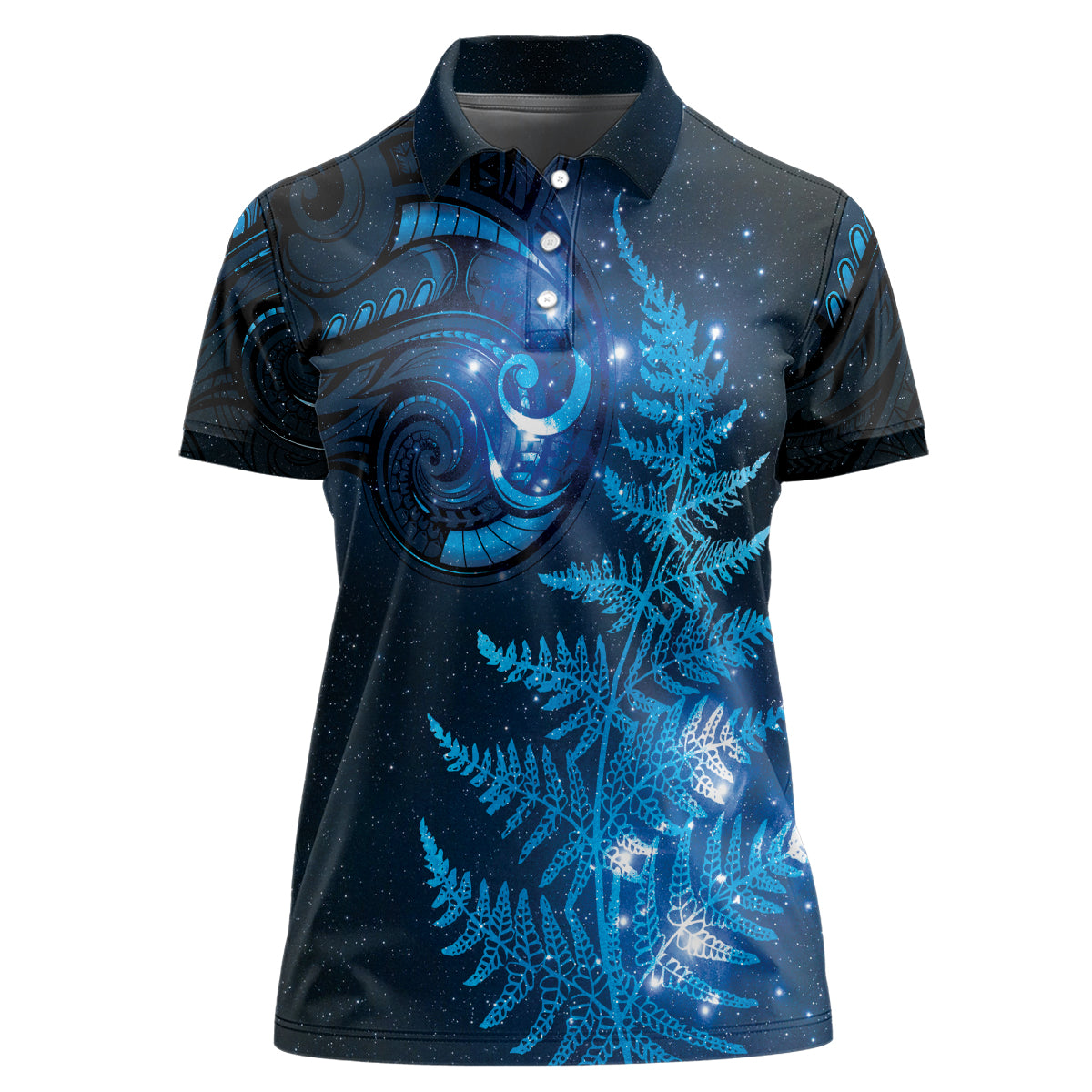 New Zealand Matariki Women Polo Shirt Blue Milky Way Stars Night Sky