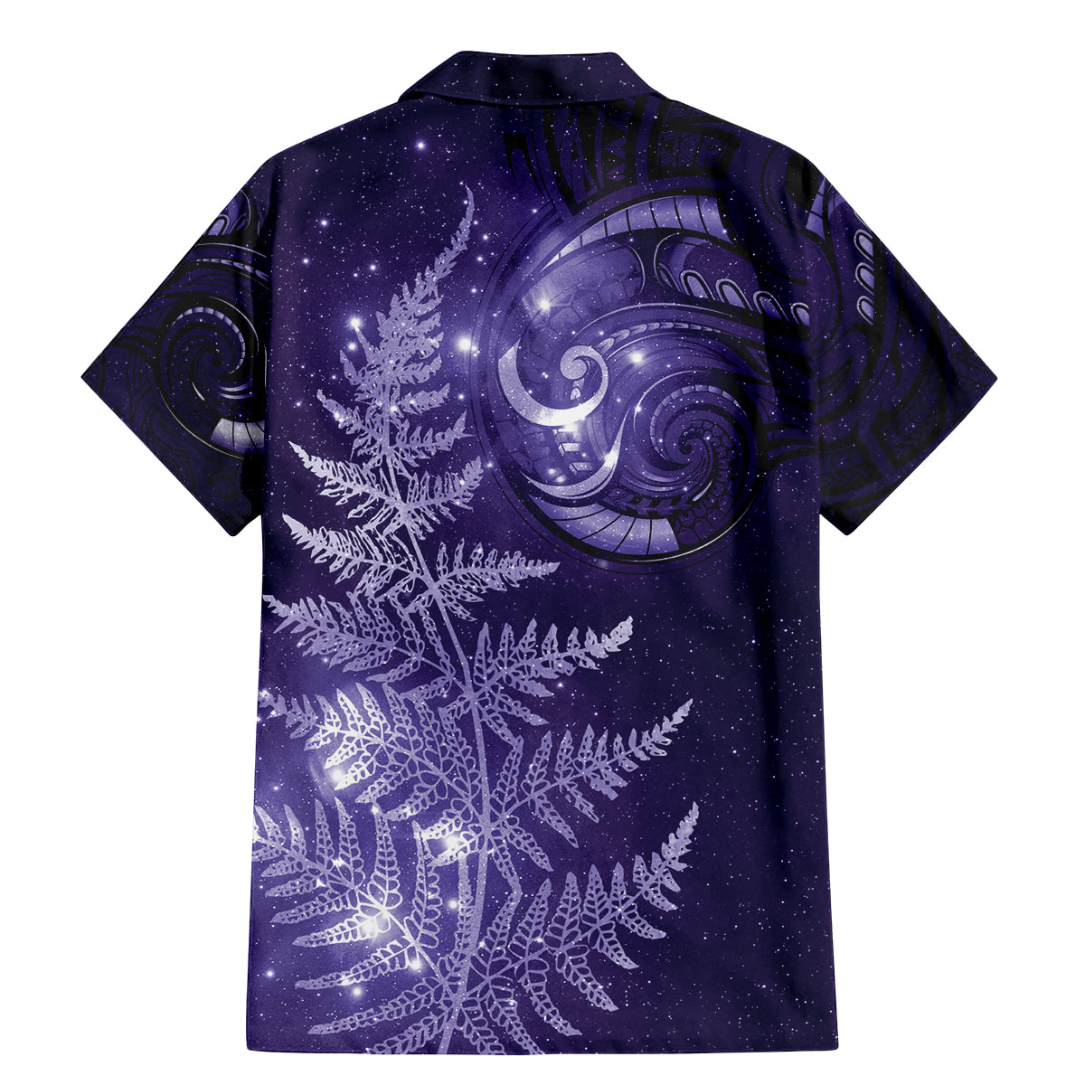 New Zealand Matariki Family Matching Mermaid Dress and Hawaiian Shirt Purple Milky Way Stars Night Sky LT9 - Polynesian Pride
