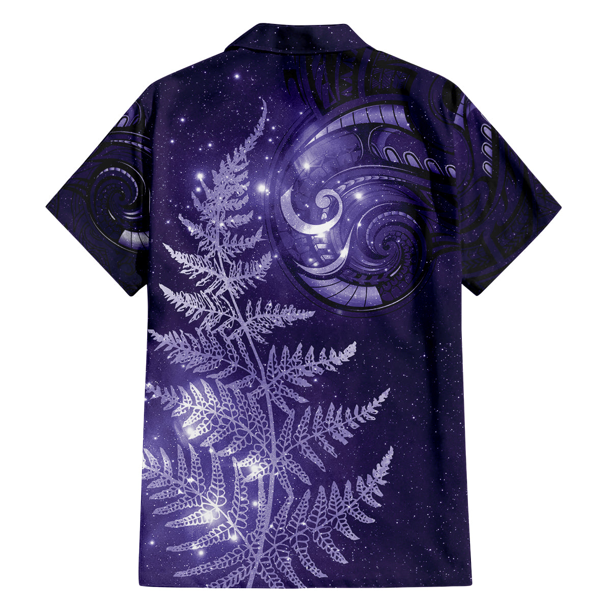 New Zealand Matariki Family Matching Off Shoulder Maxi Dress and Hawaiian Shirt Purple Milky Way Stars Night Sky LT9 - Polynesian Pride